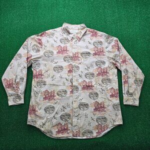 Roundtree Yorke Outfitters Shirt Mens 2XL Brown Button Up Vintage Ducks Wildlife
